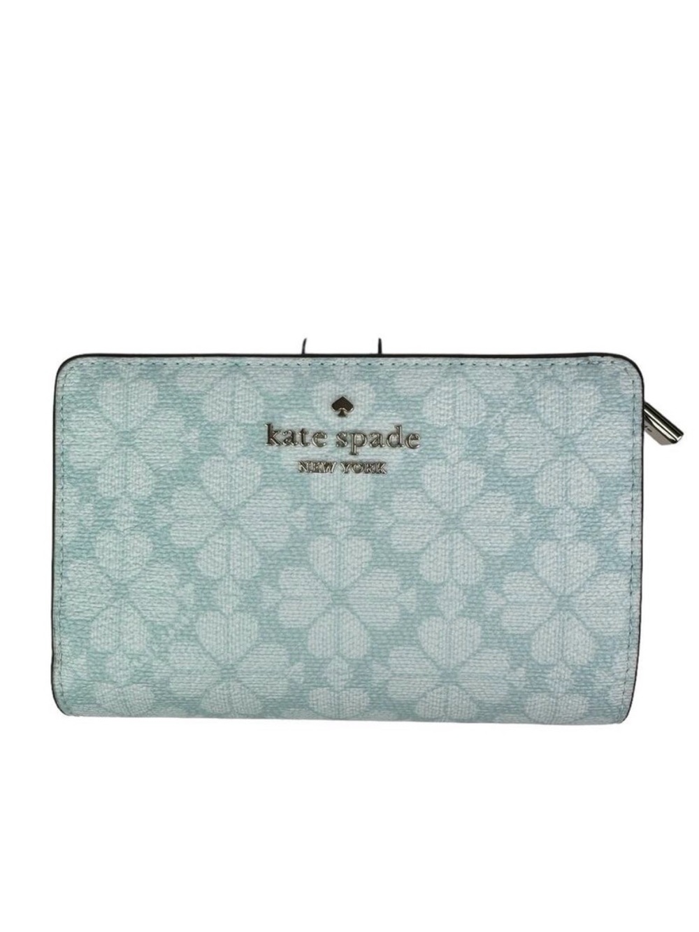 NWT Kate♠️Spade Blue Glow Spade Flower Medium Compact Bifold Wallet